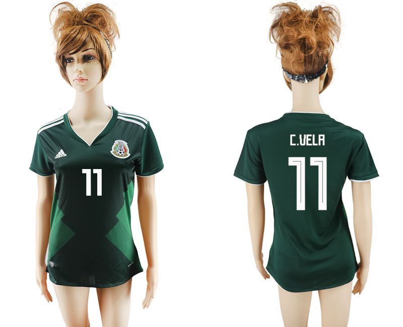 Maillot de femmes par cher Mexico #11 C.VELA  2018 FIFA World Cu